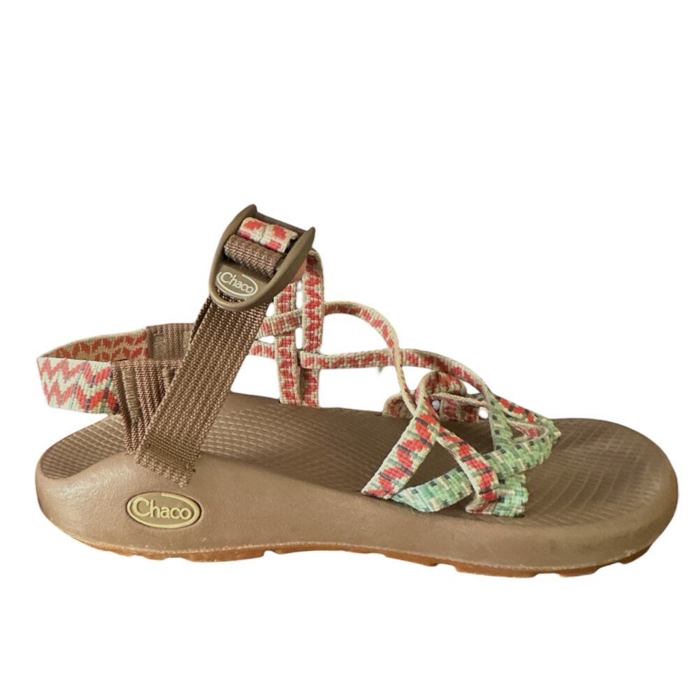 Chaco ZX/2 Classic Women's Sandal Size 8 Mint Coral Pixel Chevron Multicolor Tan